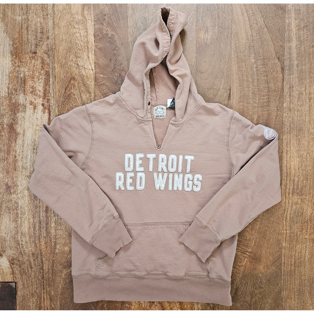 Old Time Hockey Detroit Red Wings Hoodie Womens Large Muted Mauve-Taupe Pocket